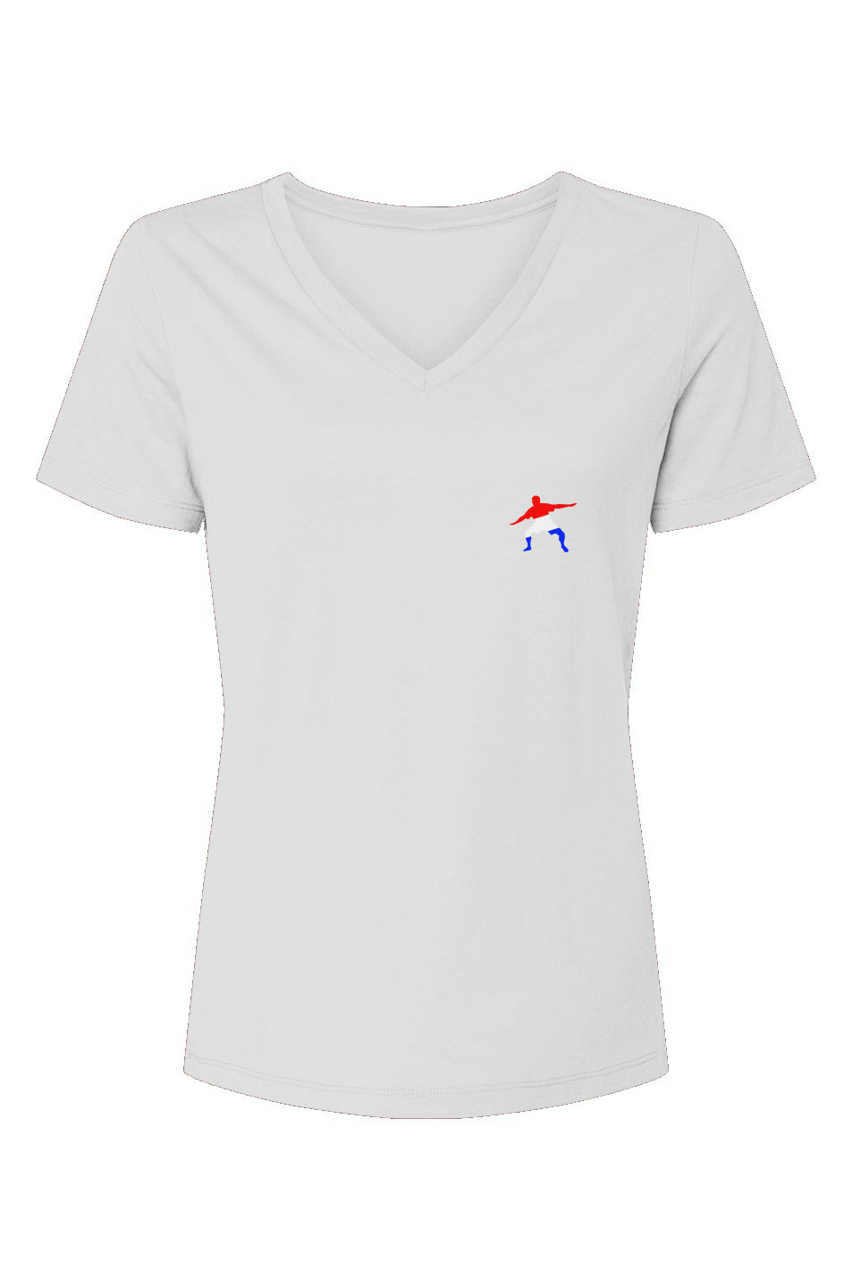 RWB Team Frosty logo on Front and Back Womens Triblend V-Neck Tee