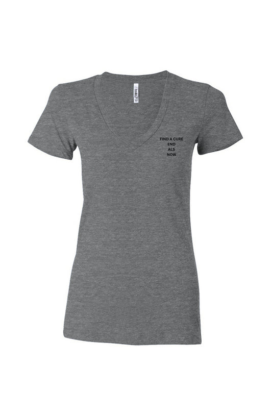 Women’s Triblend Deep V-Neck Tee- find a cure end ALS