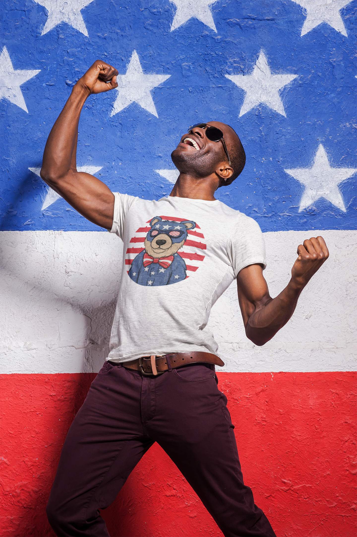 Frostman Performance T-Shirt- USA Bear- White