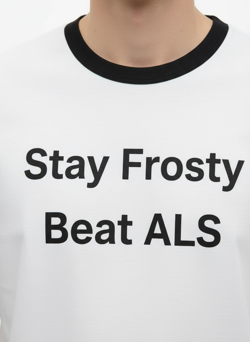 Detail shot of Stay Frosty Beat ALS Ringer T-Shirt