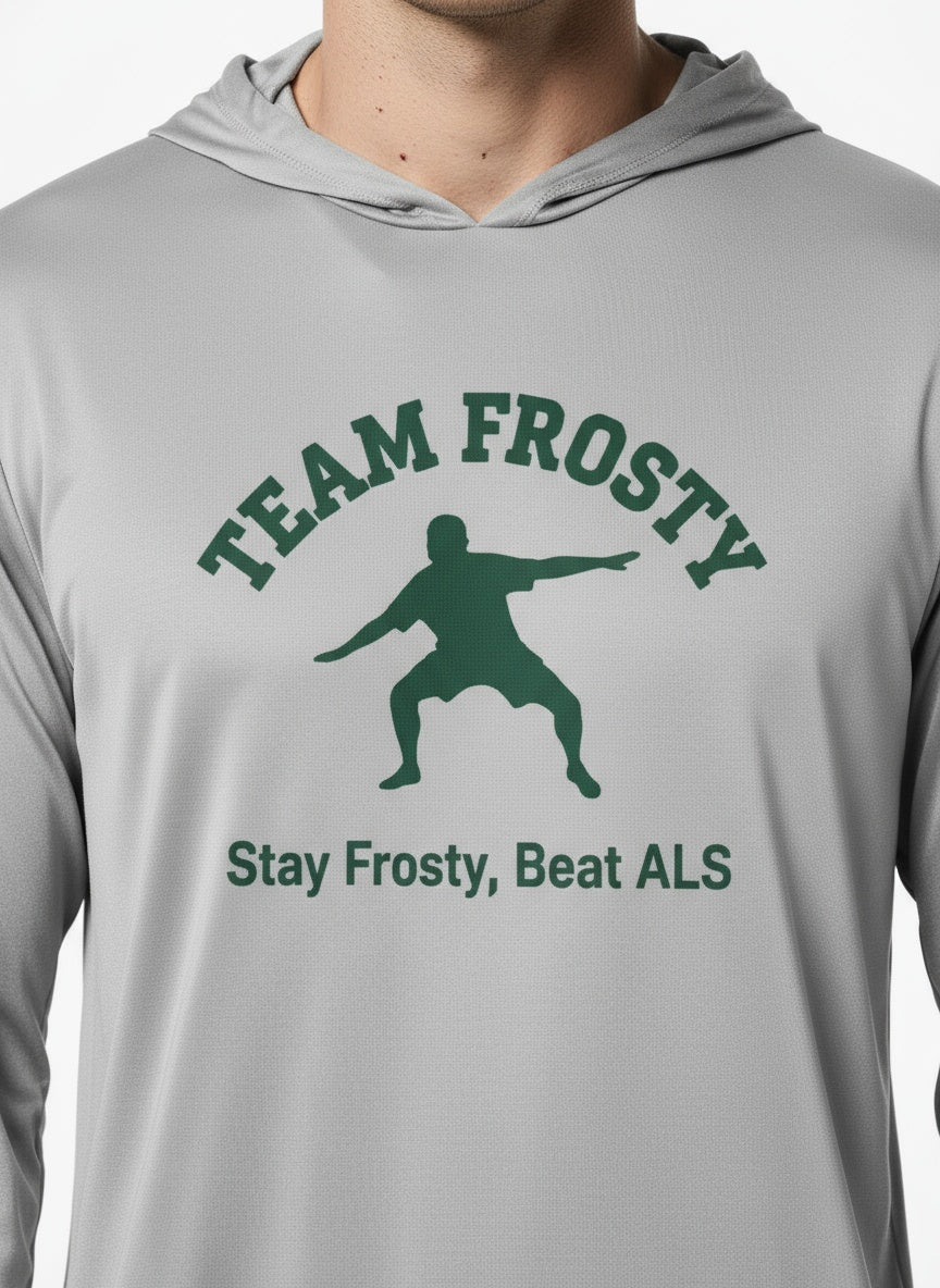 Detail shot of Team Frosty Hooded LS Tee