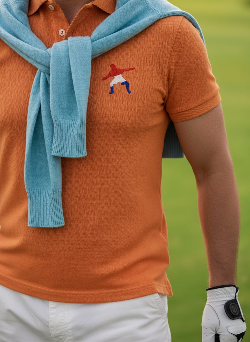 Detail shot of Nike dri-fit micro pique 2.0 polo- Orange