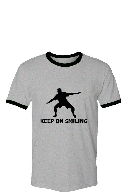 "KEEP ON SMILING" Vintage Ringer T-Shirt