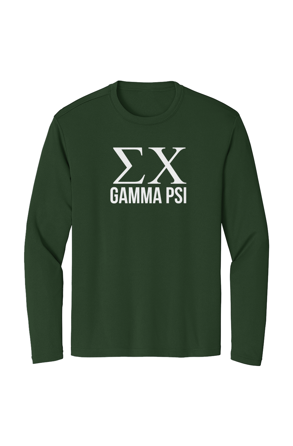 Front view of the Sigma Chi GAMMA PSI Long Sleeve Tee