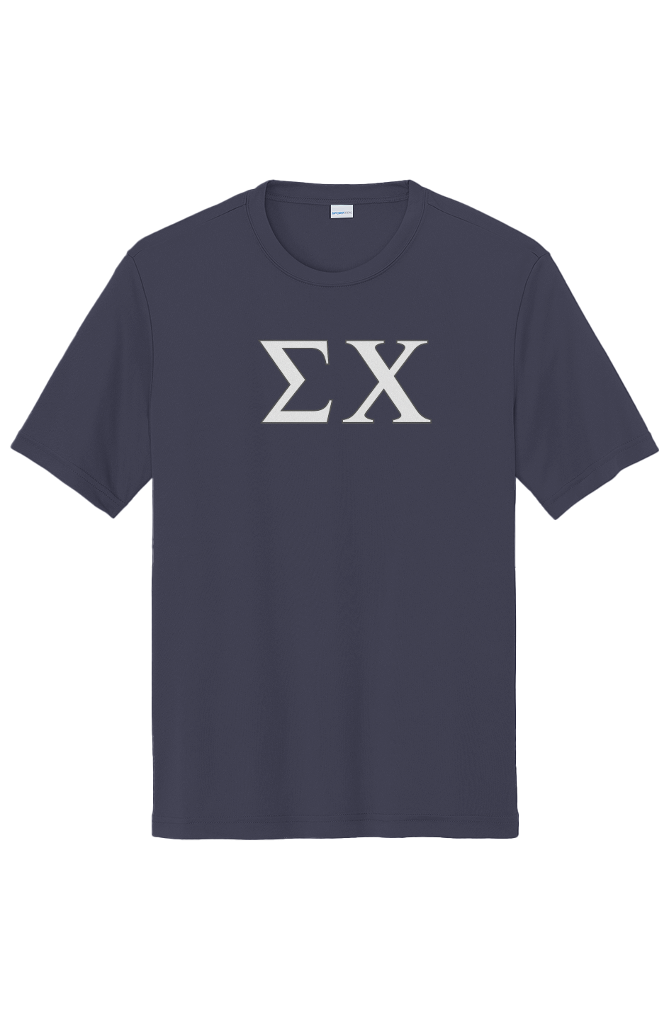 Front view of Sigma Chi PosiCharge Competitor Tee showcasing the Norman shield