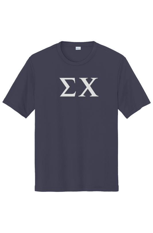 Front view of Sigma Chi PosiCharge Competitor Tee showcasing the Norman shield