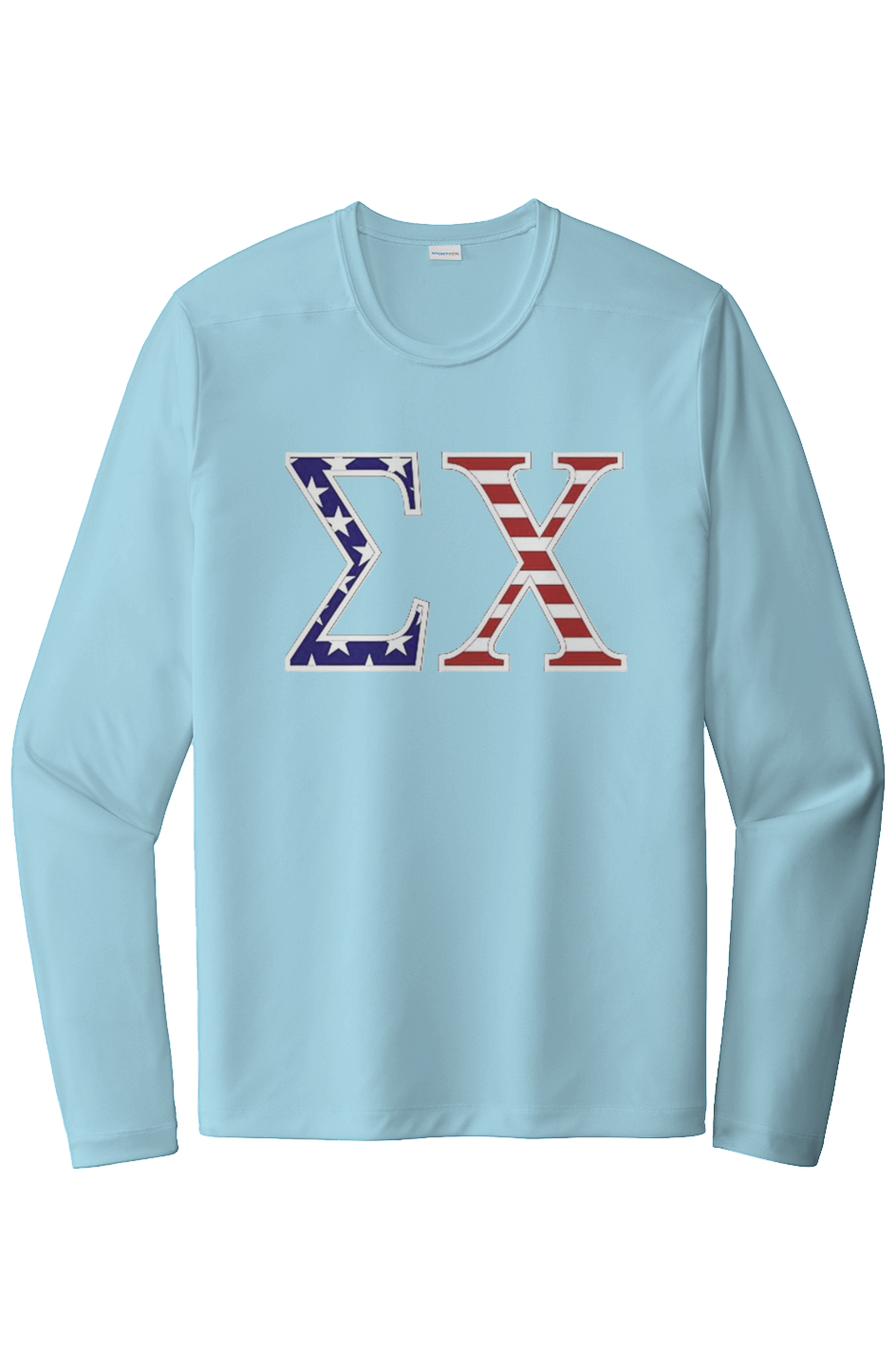 Sigma Chi LS Tee- Patriotic letters with White Cross on back