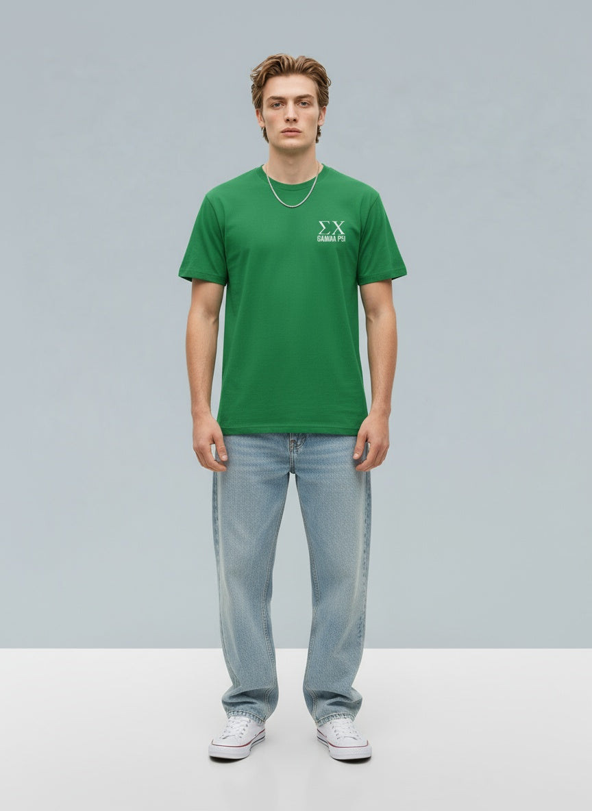 Full body view of the model wearing Sigma Chi DryBlend® T-Shirt