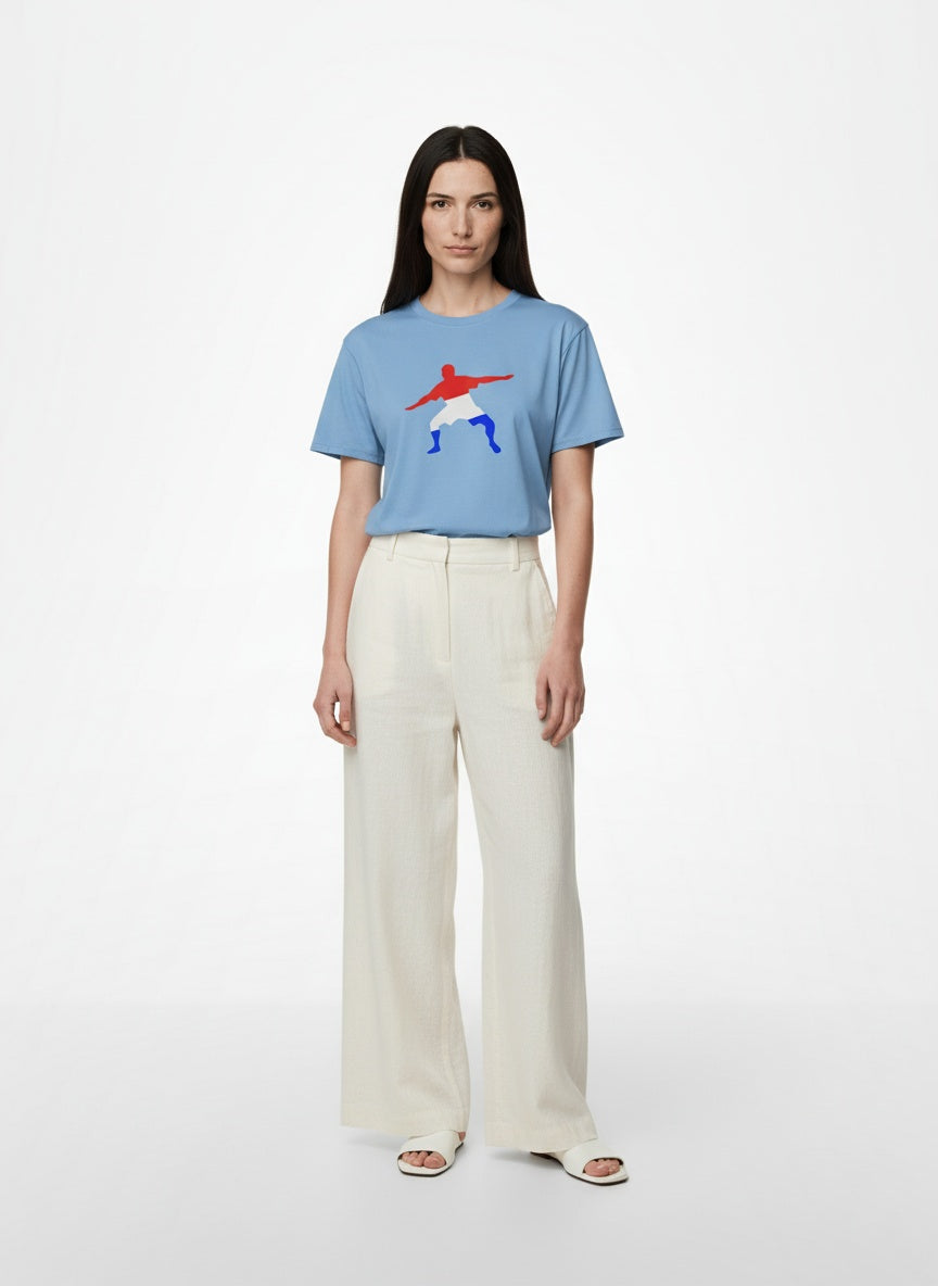 Full body view of the model wearing Frostman Performance T-Shirt W/ SPF 50