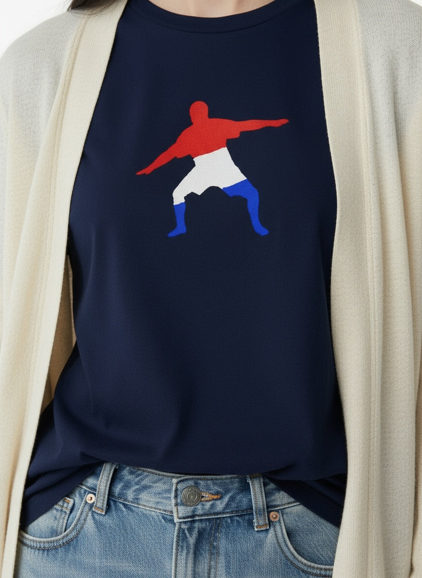 Detail shot of Women's Frostman RWB 100% Certified Organic Cotton ring-spun jersey