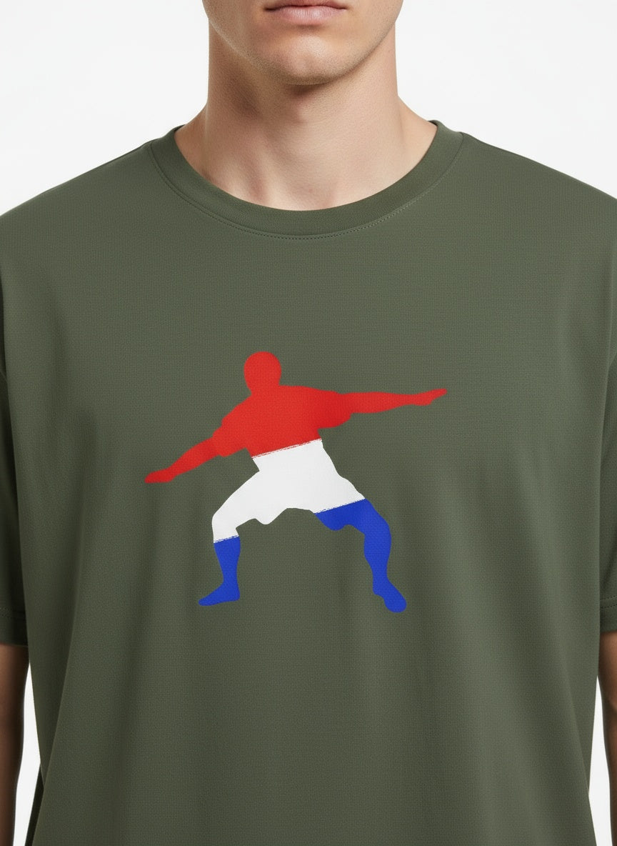 Close-up of the model wearing Frostman Short Sleeve