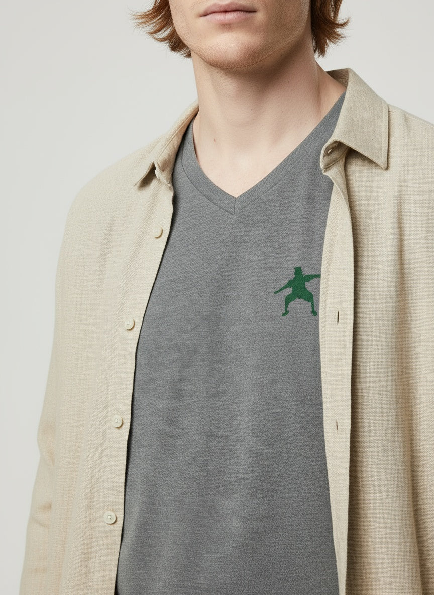 Detail shot of Team Frosty- Women’s Triblend Deep V-Neck Tee