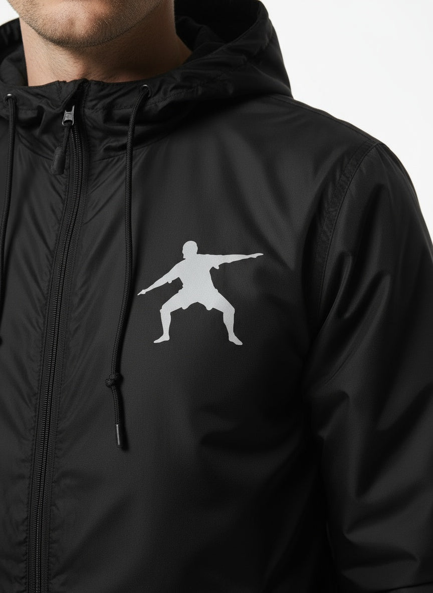 Detail shot of Water Resistant Lightweight Windbreaker- Black