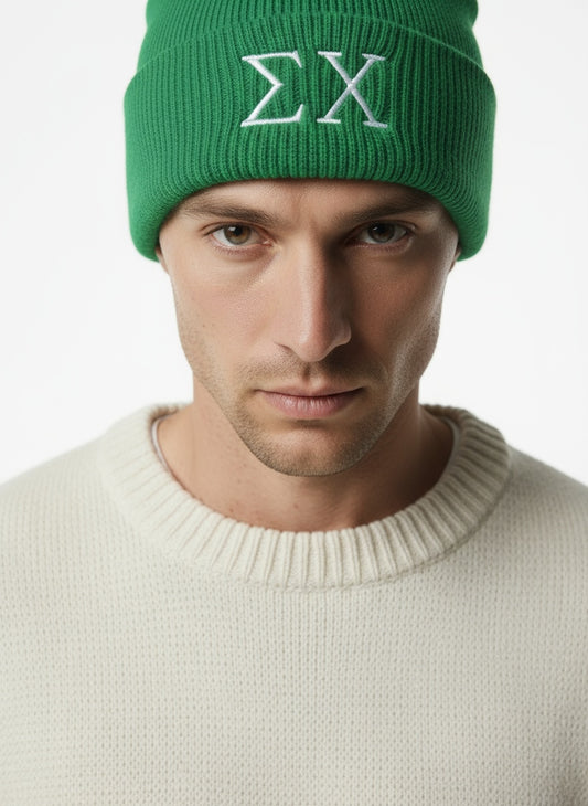 Detail shot of Sigma Chi beanie
