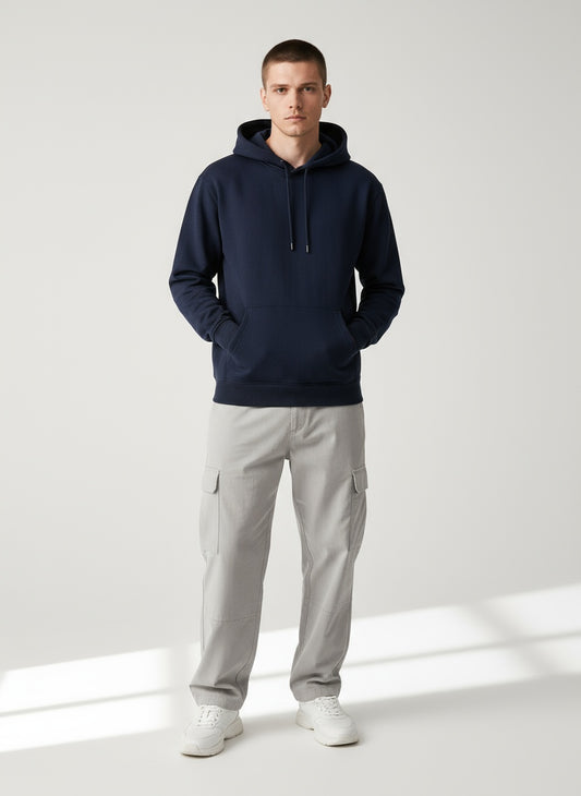 Full body view of the model wearing Frostman pullover hoody